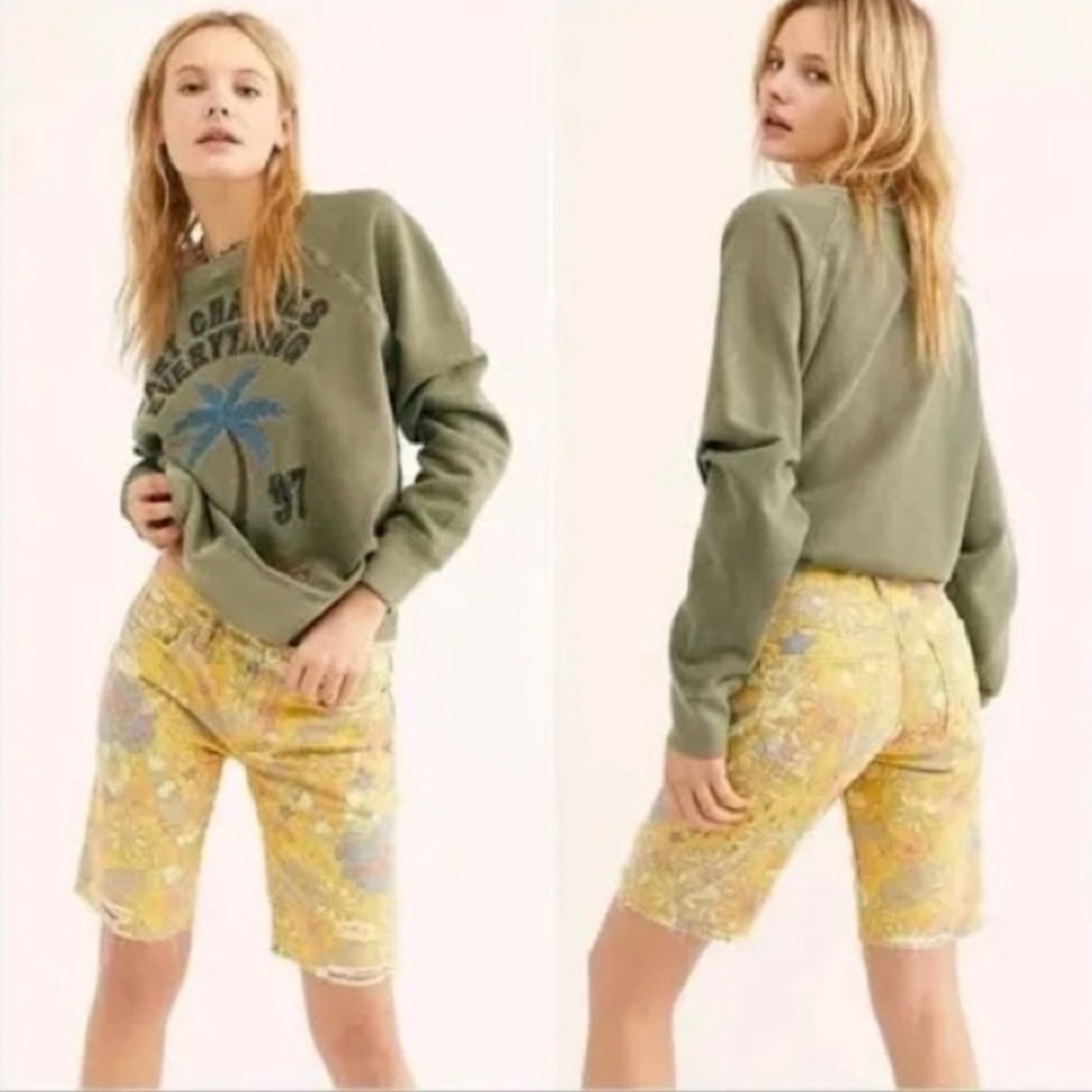 Free People Alani Printed Cut off Shorts